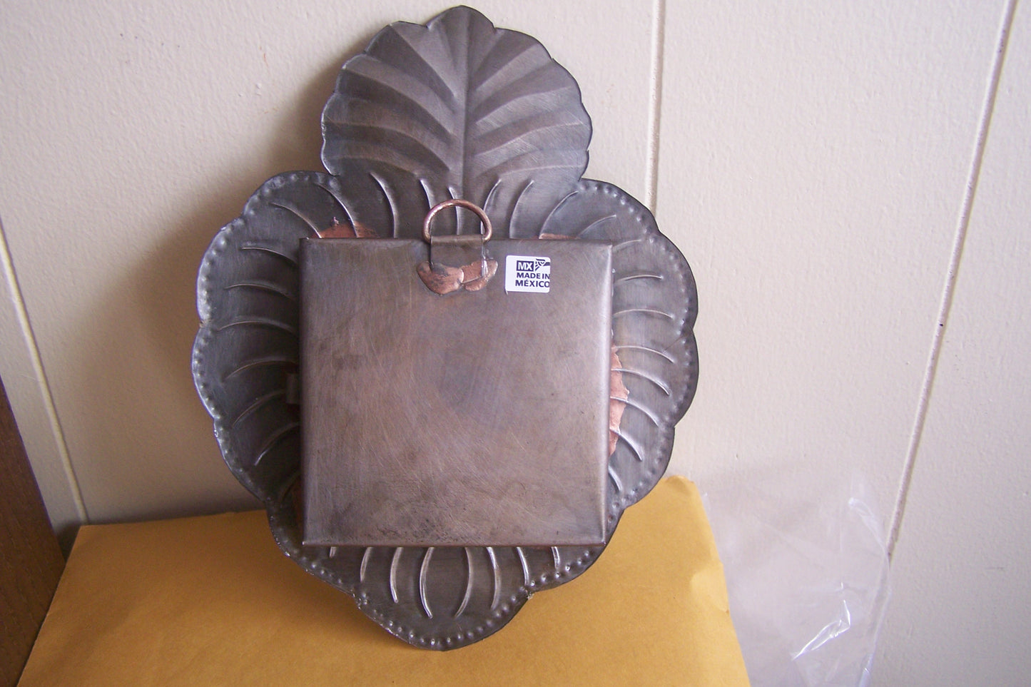 Mexican Tin and Glass Nicho with Hinged Door - Sacred Heart #1 - Mexico