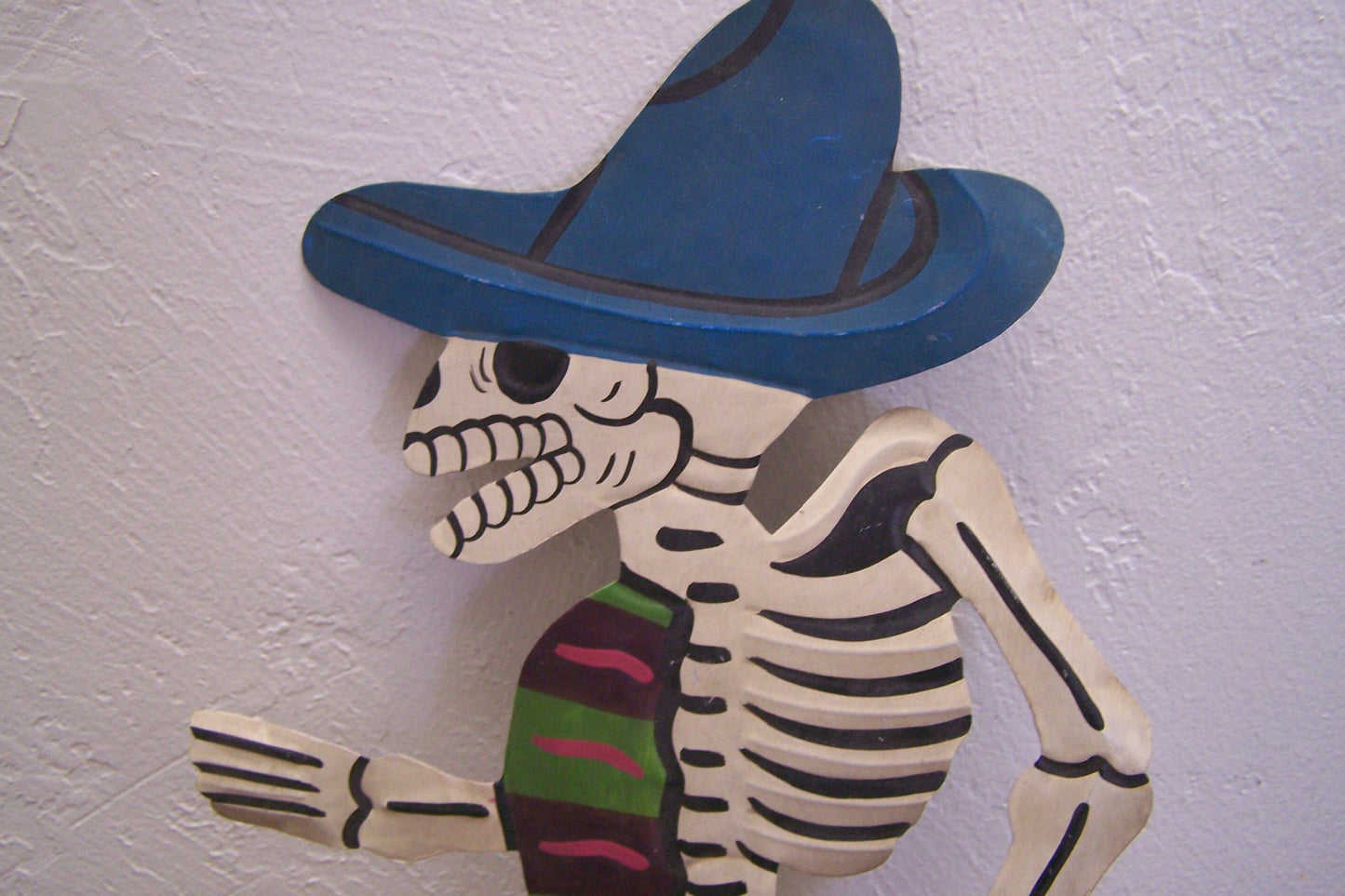 Colorful Tin Day of the Dead Large Dancing Catrin Male Skeleton Wall Hanging