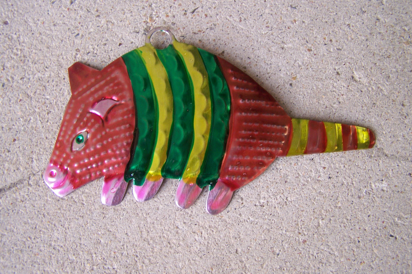 Lot of 6 Tin Painted Ornaments - Armadillo - Mexico