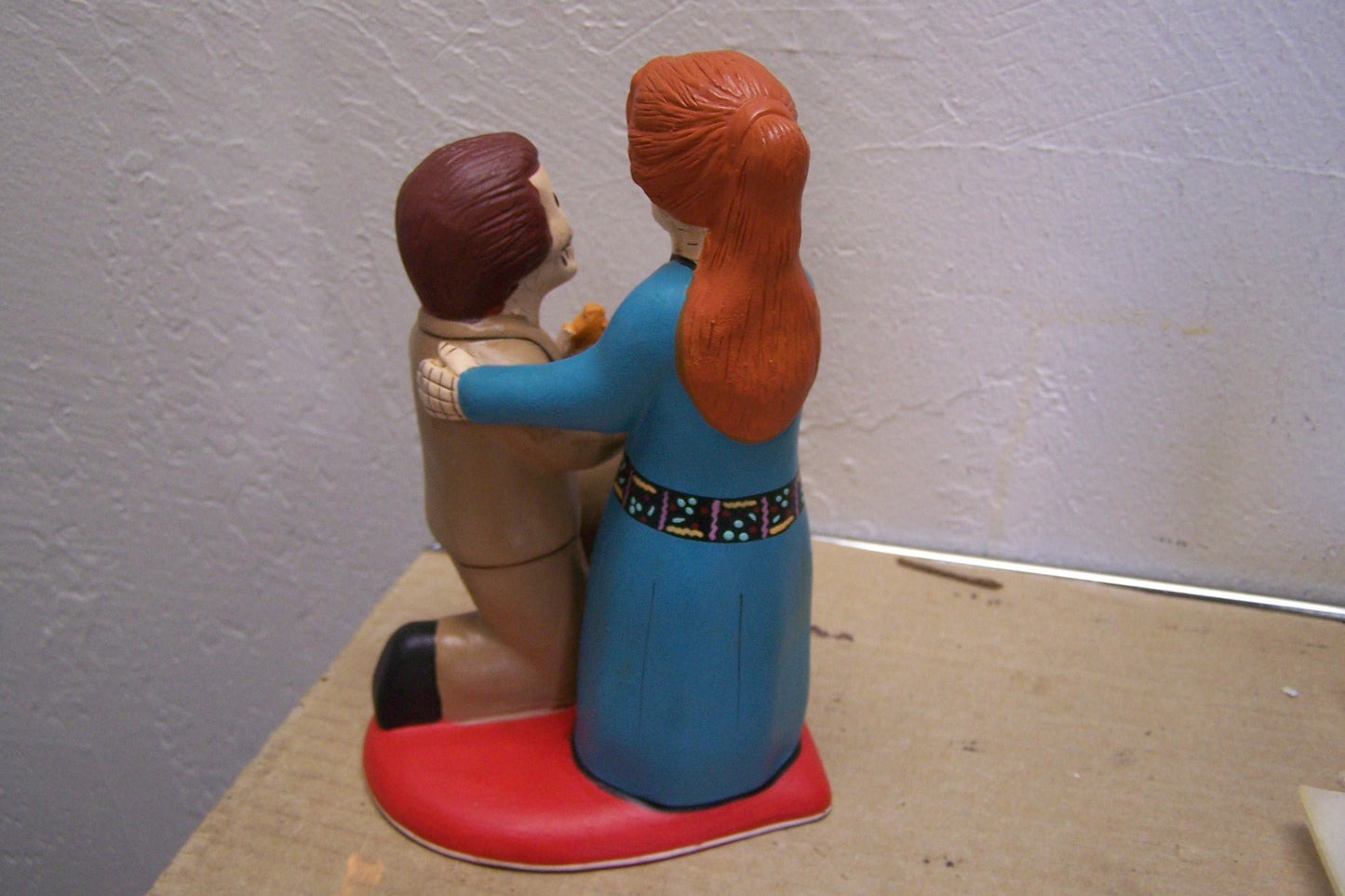 Day of the Dead Clay Skeleton Wedding Proposal Sculpture - Cake Topper
