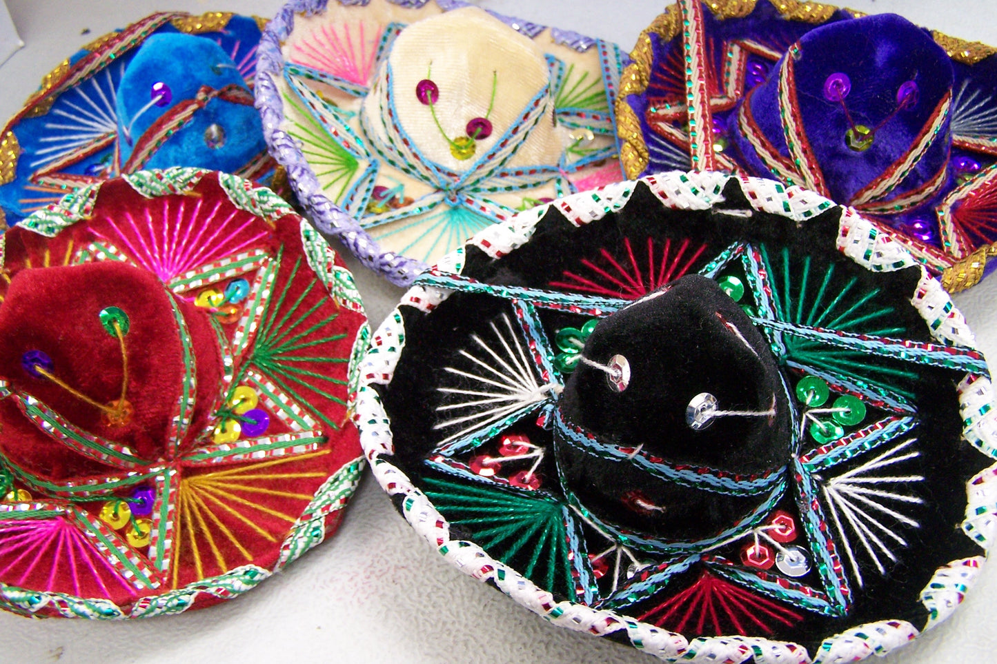 Chihuahua-Sized Small Velvet Elaborately Decorated Mexican Sombrero - Mexico