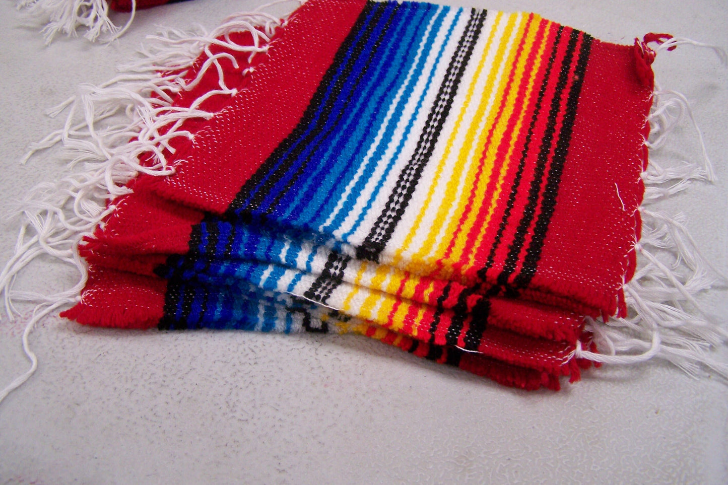Cotton Coasters Set - Lot of 6 Mexican Sarape/Serape Cloth Coasters