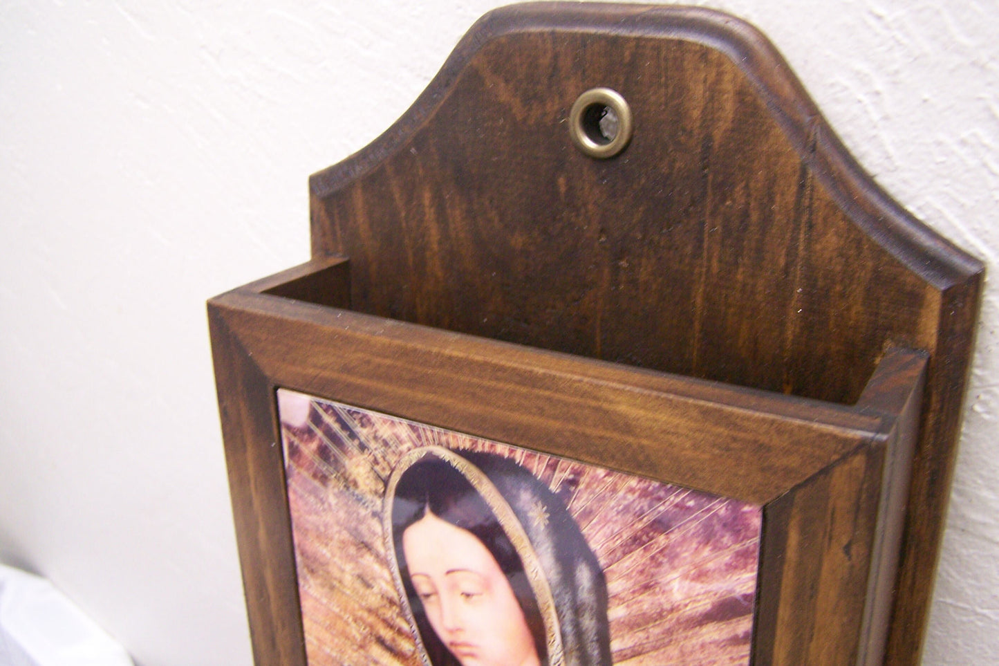 Virgin of Guadalupe Mail Receptacle and Key Rack, Torso, Hand Made - Mexico