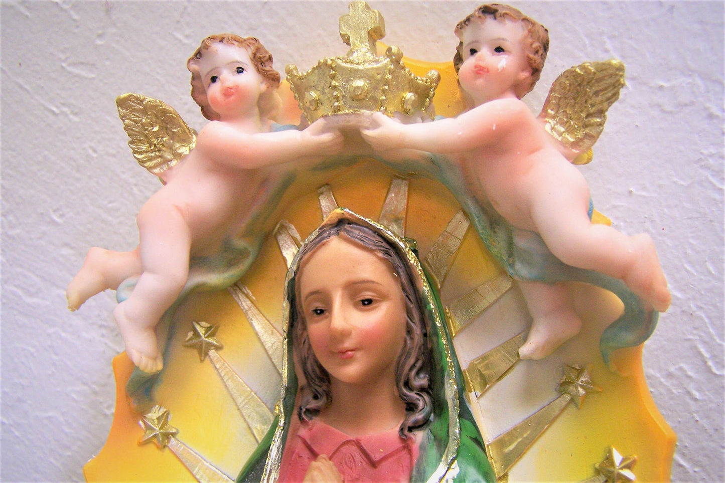 Virgin of Guadalupe with Angels 12.5" Resin Altarpiece Statue