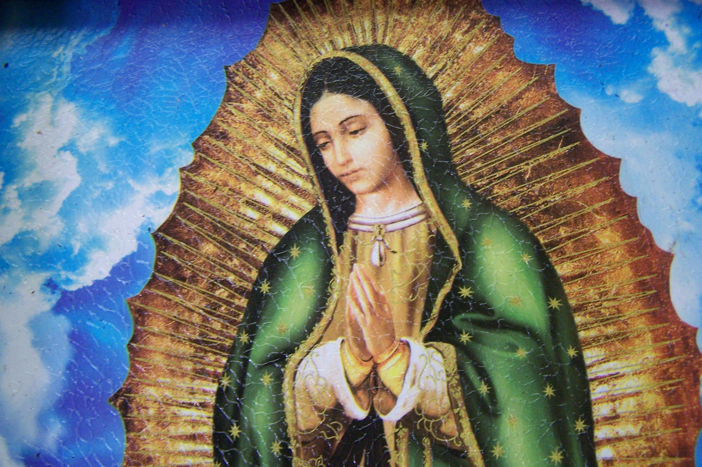 9.5" x 12" Framed Giclee Print - Virgin of Guadalupe in Clouds - Mexico
