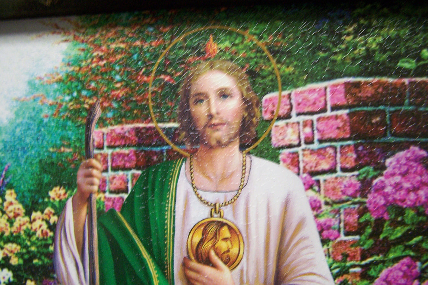 9.5" x 12" Framed Giclee Print - Saint Jude San Judas with Flowers - Mexico