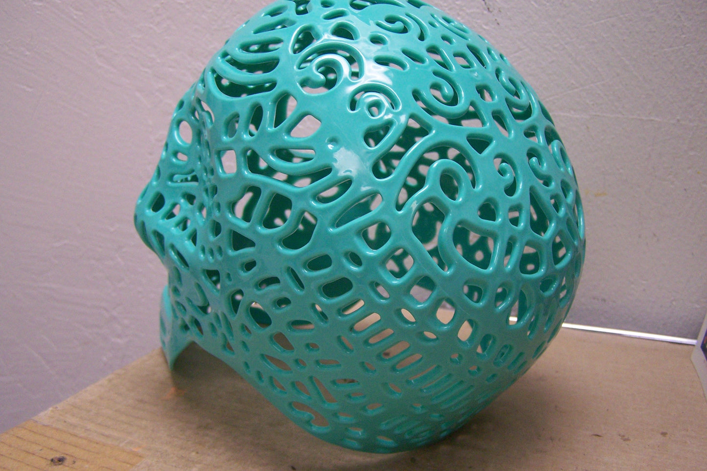 XL Plastic Altar Skull - Oaxaca Style - Turquoise