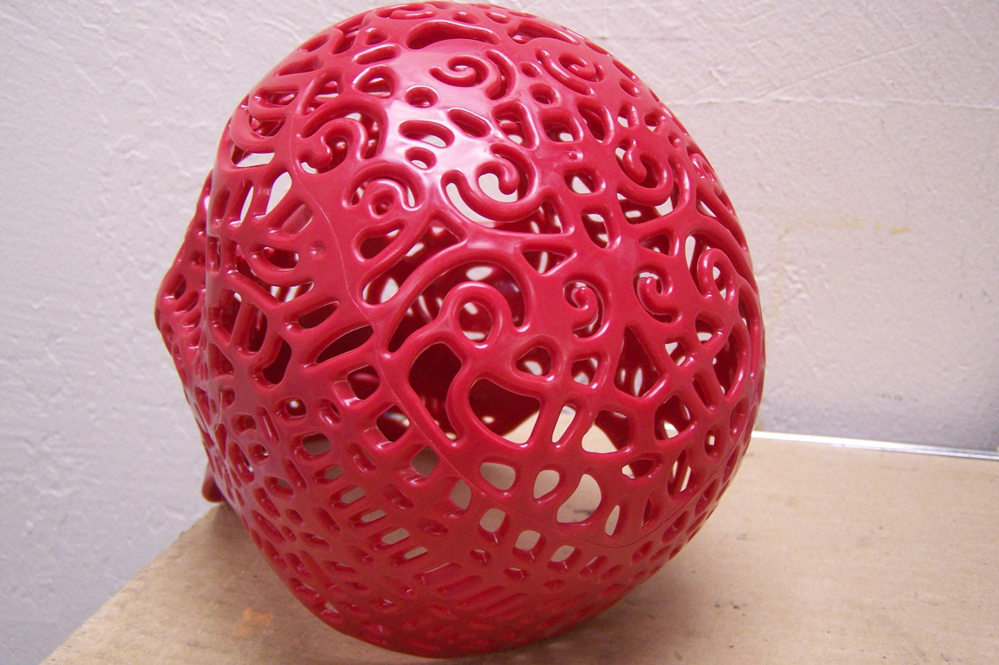 Lifesize Plastic Altar Skull - Oaxaca Style - Red