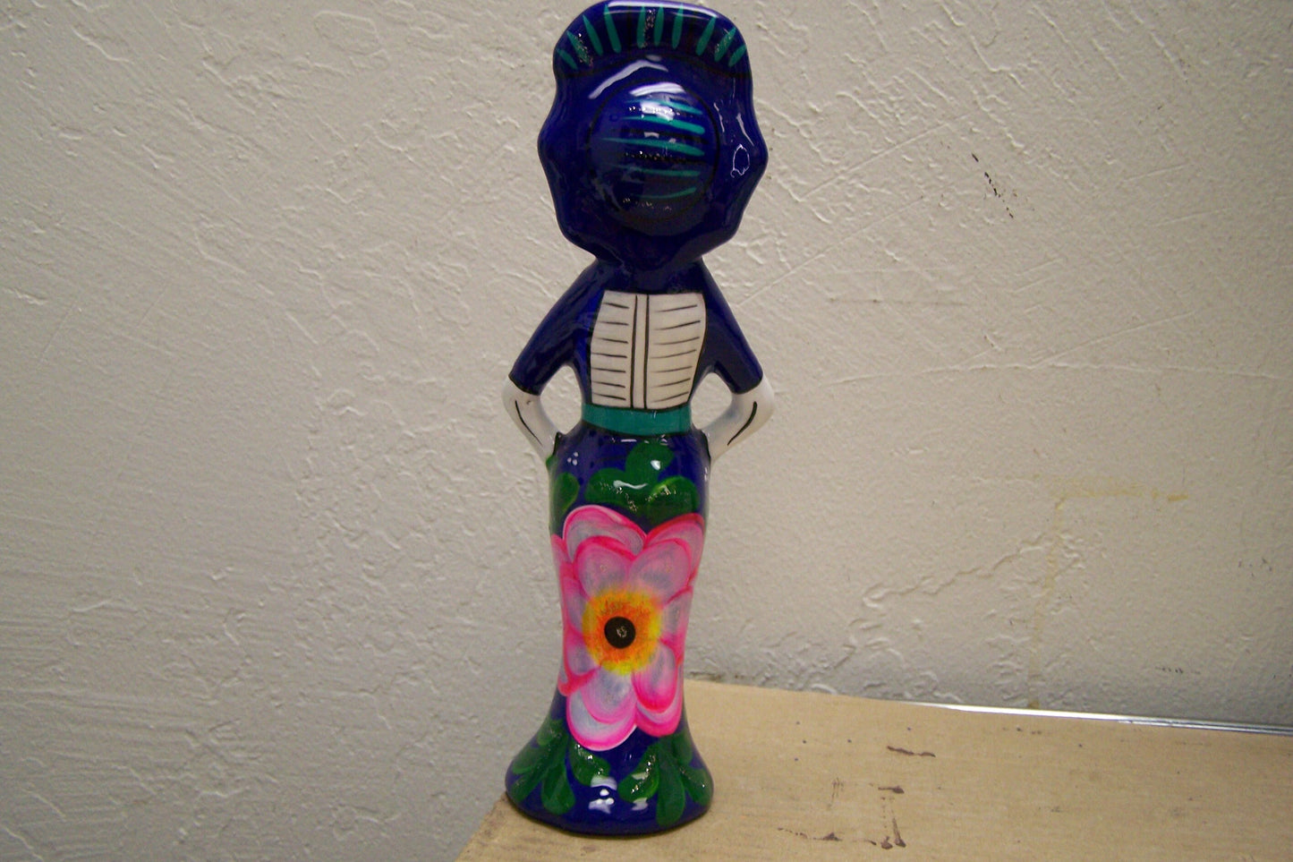 Ceramic Day of the Dead Skeleton Lady, Classic Catrina, Cobalt Blue - Mexico