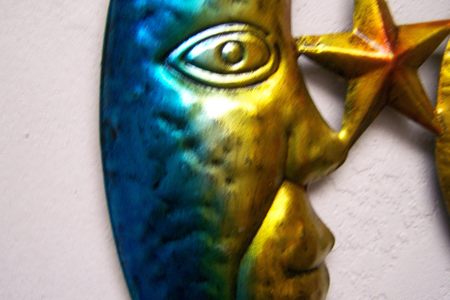 Colorful Steel Sol y Luna Mexican Sun and Moon Wall Hanging