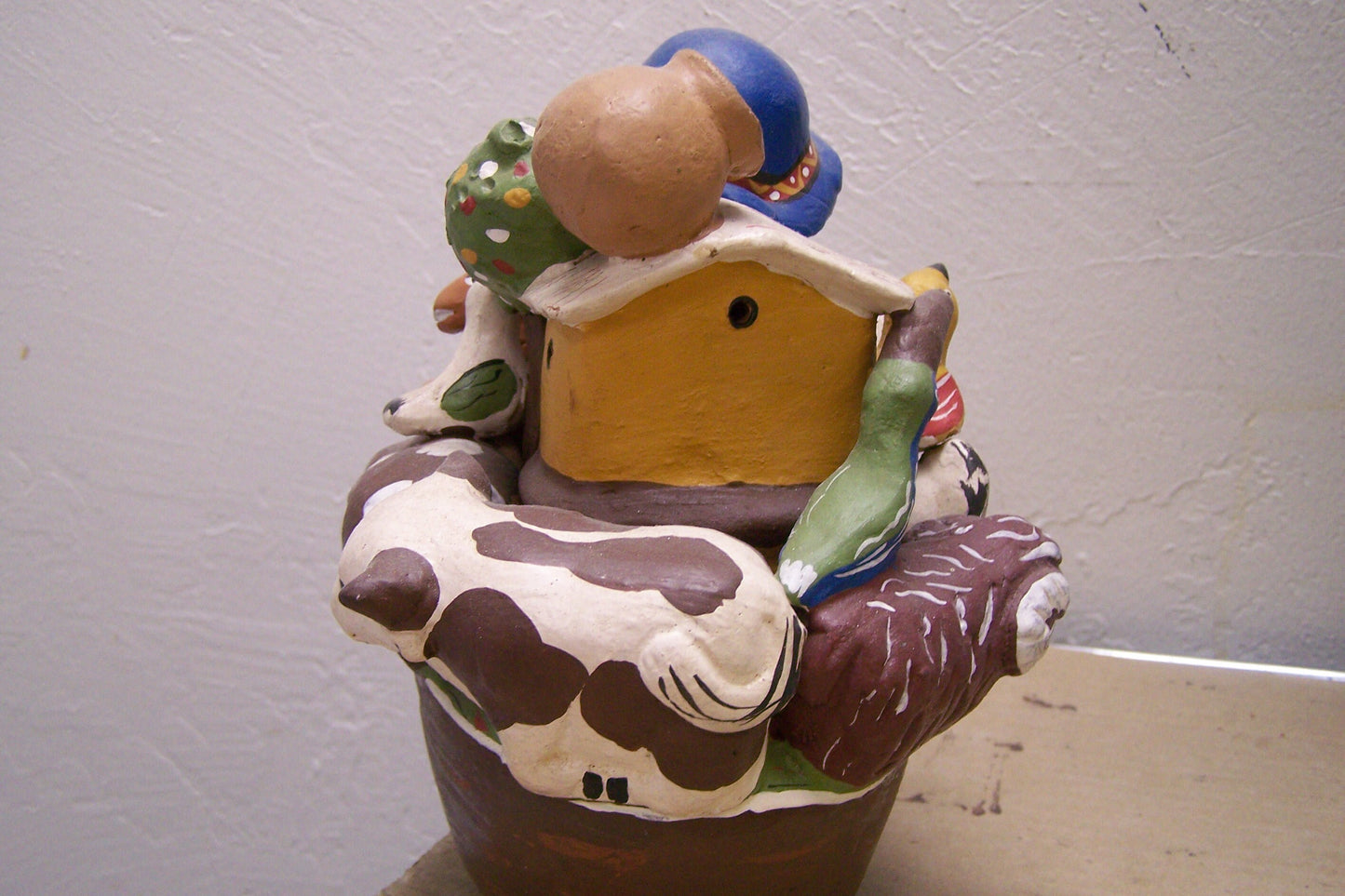 Handcrafted Clay Noah's Ark Folk Art Sculpture - Peru