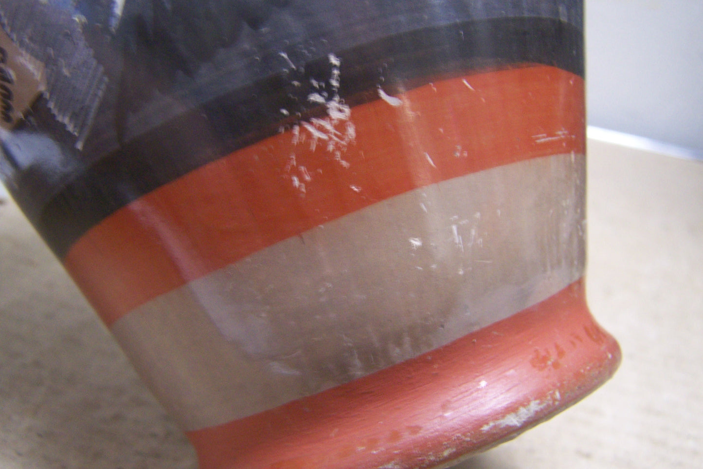 Vintage 1950s Burnished Vase with Floral and Leaf Pattern - Mexico