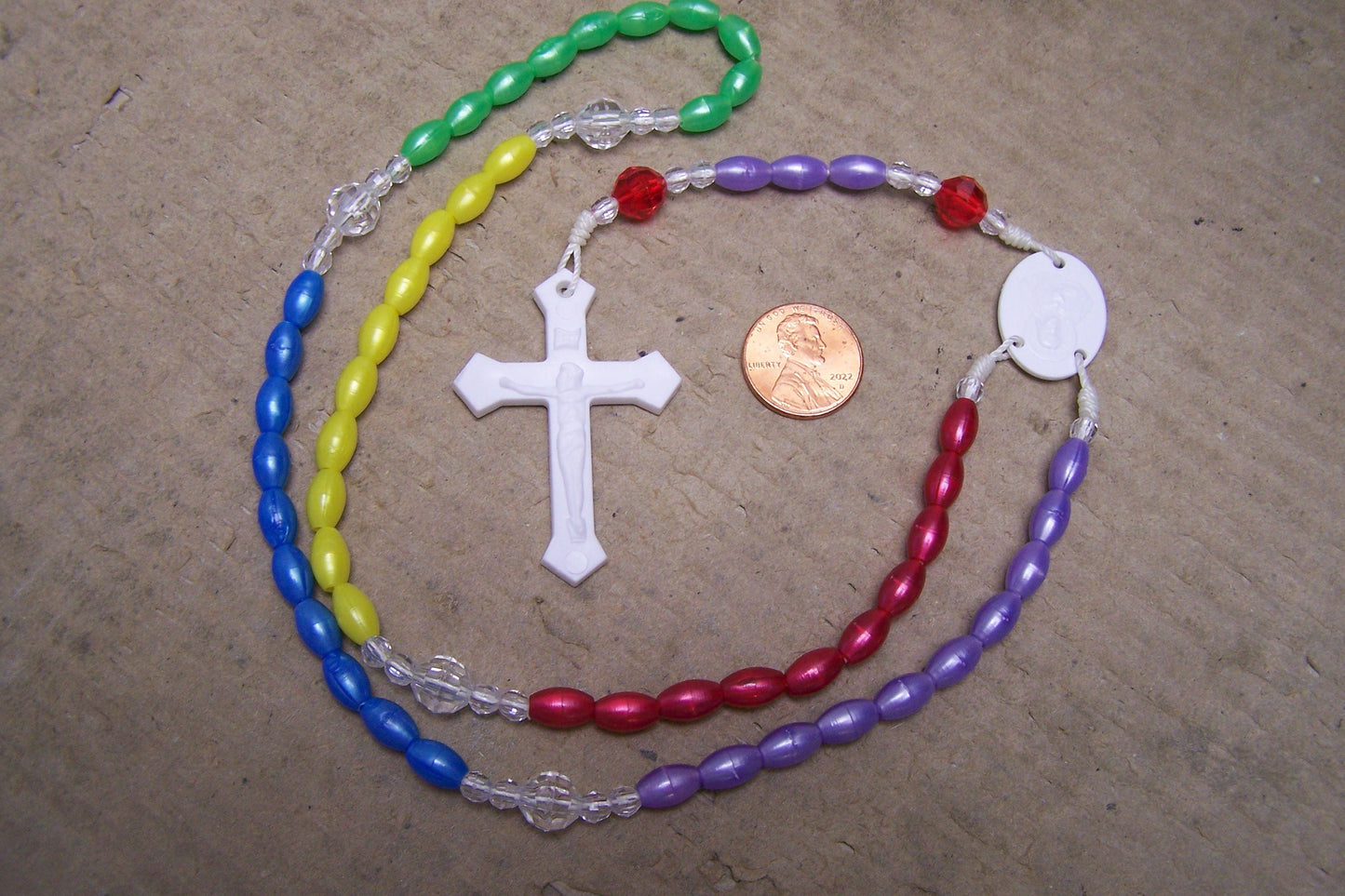 LGBTQ+ Gay Interest - Rainbow Plastic Rosary, 17" Long - Mexico