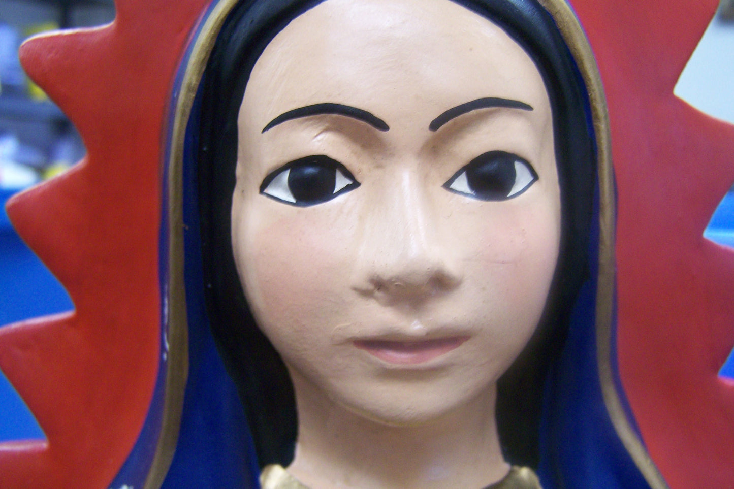Virgin of Guadalupe 18.5" Tall Handcrafted Clay Statue - Peru