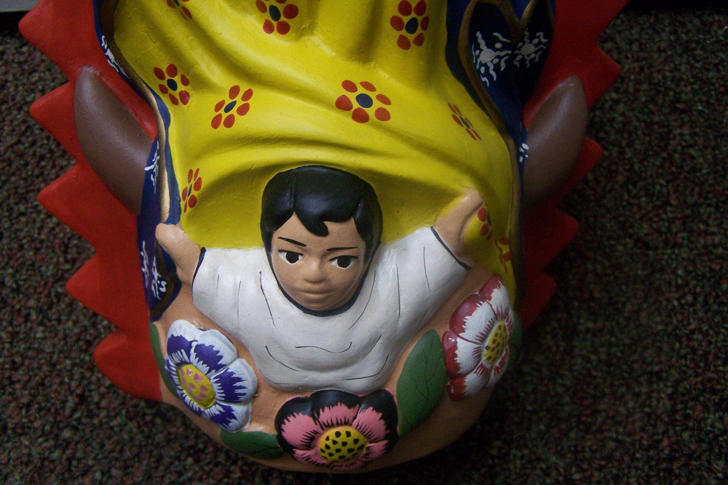 Virgin of Guadalupe 18.5" Tall Handcrafted Clay Statue - Peru