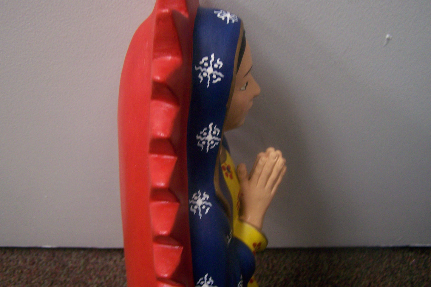 Virgin of Guadalupe 18.5" Tall Handcrafted Clay Statue - Peru