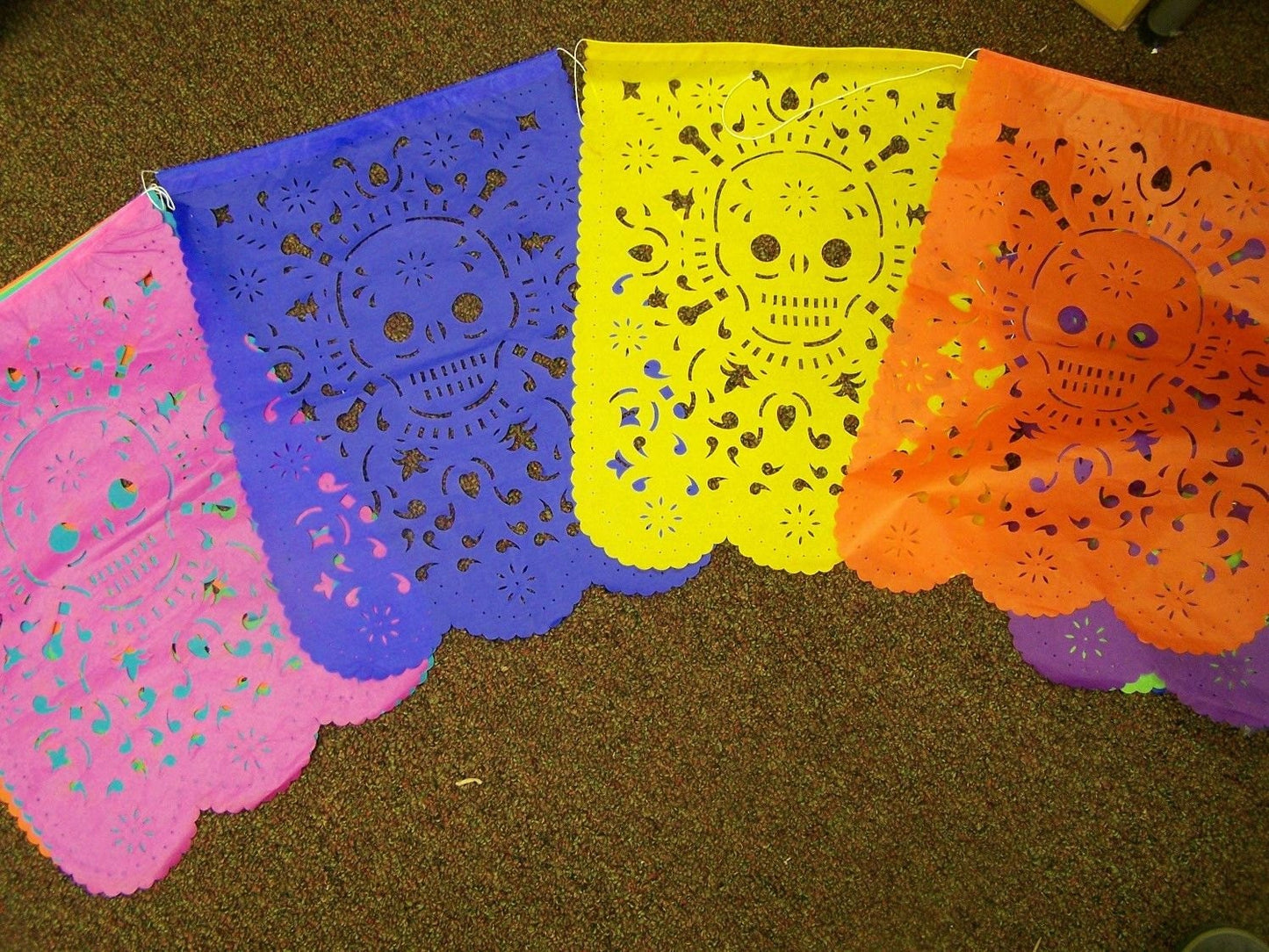 Day of the Dead XL Skull Face Papel Picado, 10 Banners, 14" by 18" Each Banner