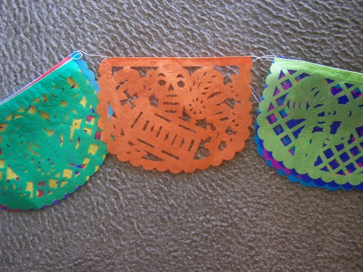Day of the Dead Small Skeleton Papel Picado, 10 Banners, 9" by 7" Each Banner