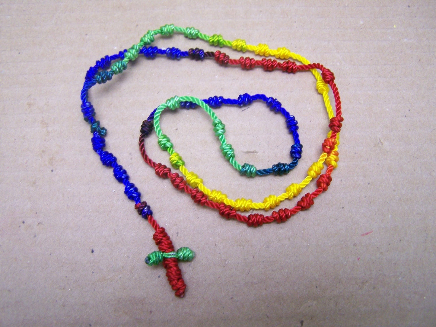 Gay Pride LGBTQ Interest Hand-Tied Rainbow Color Rosary