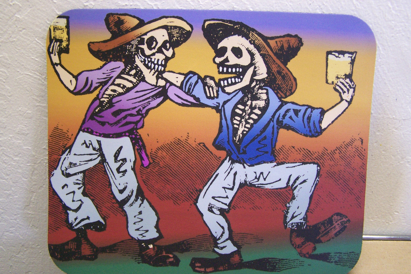 Mousepad - Day of the Dead, Skeleton Drinking Buddies