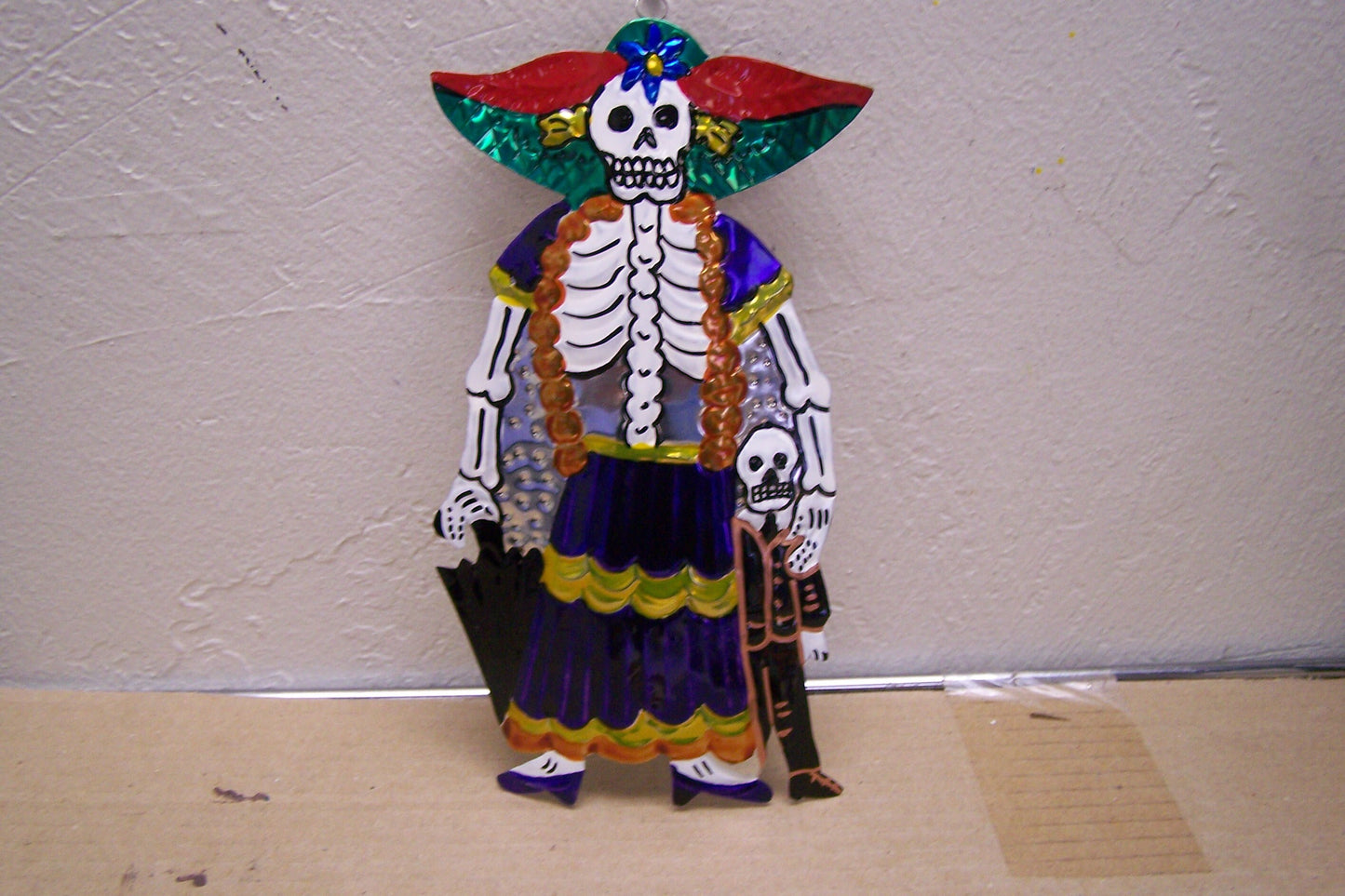 Large Painted Tin Day of the Dead Motherand Child Catrina - Mexico
