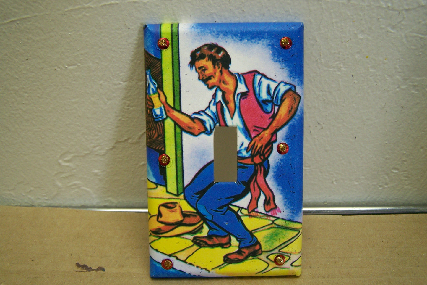 Switchplate - El Borracho Loteria Image with Sequins