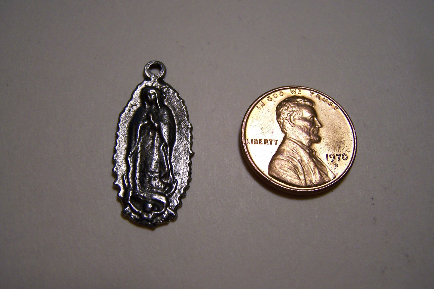 Milagro Lot - Lot of 25 Virgin of Guadalupe Milagros - Dark Gray Finish - Mexico