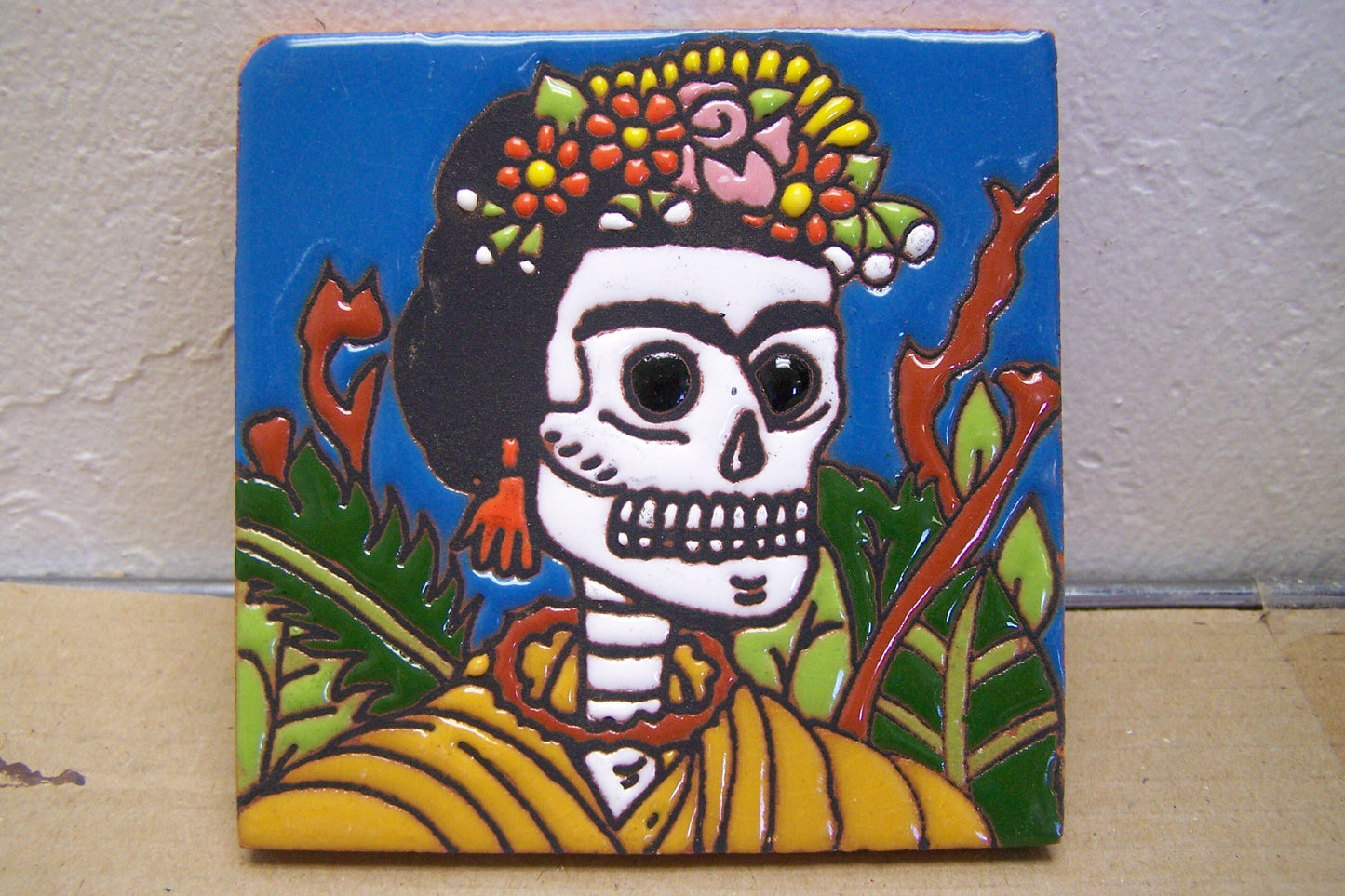 Day of the Dead Mexican Tile - Skeleton Frida Kahlo, Type I