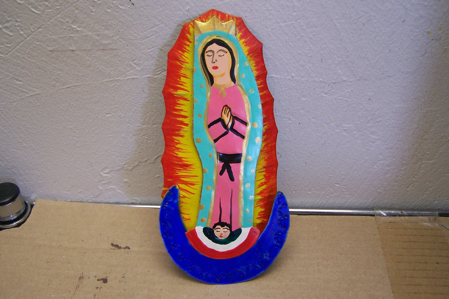 Painted Tin Virgin of Guadalupe Ornament - Mexico
