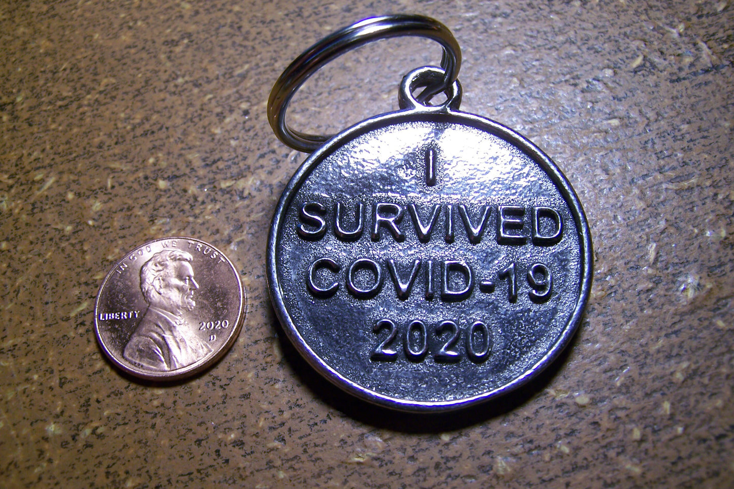 I Survived COVID-19 2020 - Pewter Keychain