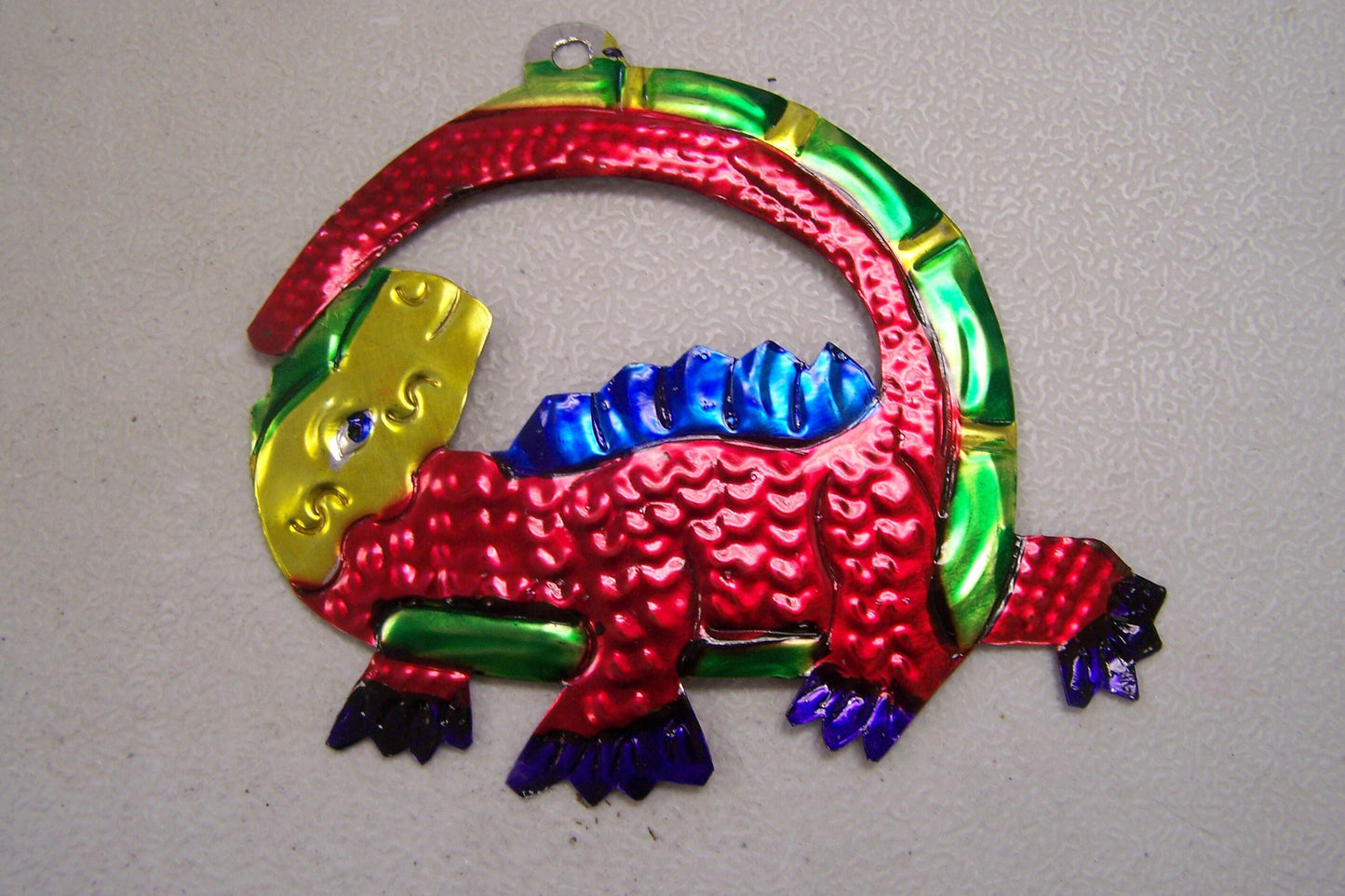 Lot of 6 Tin Painted Ornaments - Red Lizard - Mexico