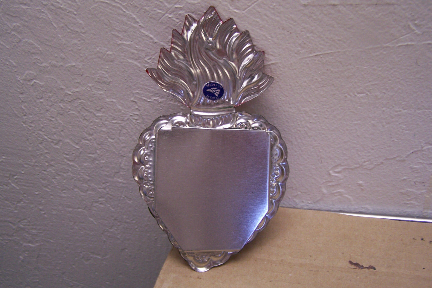 Tin Painted Sacred Heart Mirror - Standard Shape - Mexico