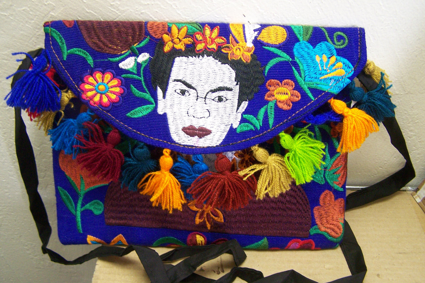 FRIDA! Beautifully Stitched Colorful Frida Kahlo Purse with Tassles #1 - Guatemala