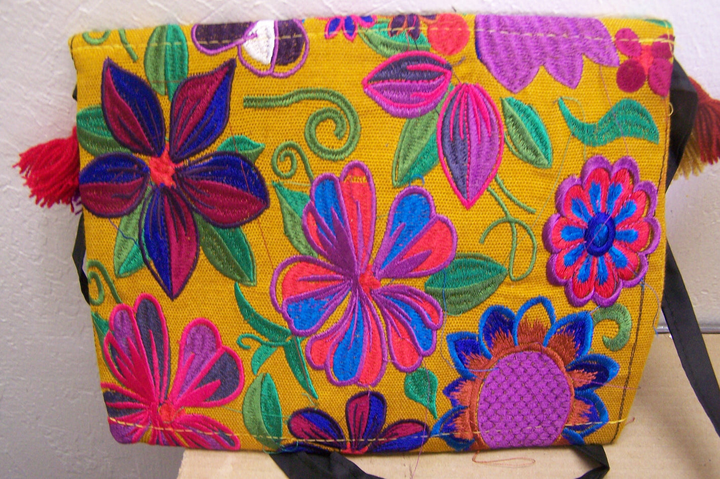 FRIDA! Beautifully Stitched Colorful Frida Kahlo Purse with Tassles #4 - Guatemala