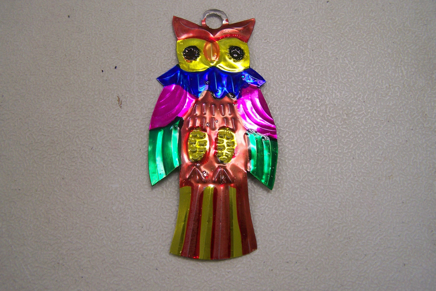 Lot of 6 Tin Painted Ornaments - Owl - Mexico