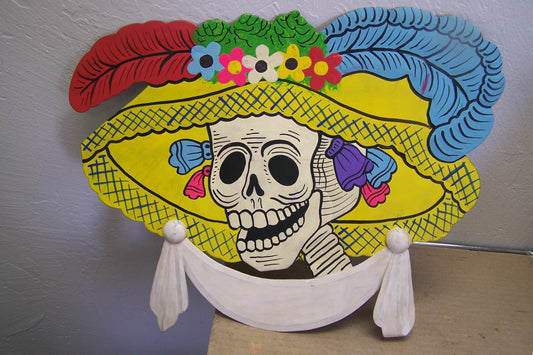Colorful Tin Day of the Dead Large Fancy Catrina Wall Hanging