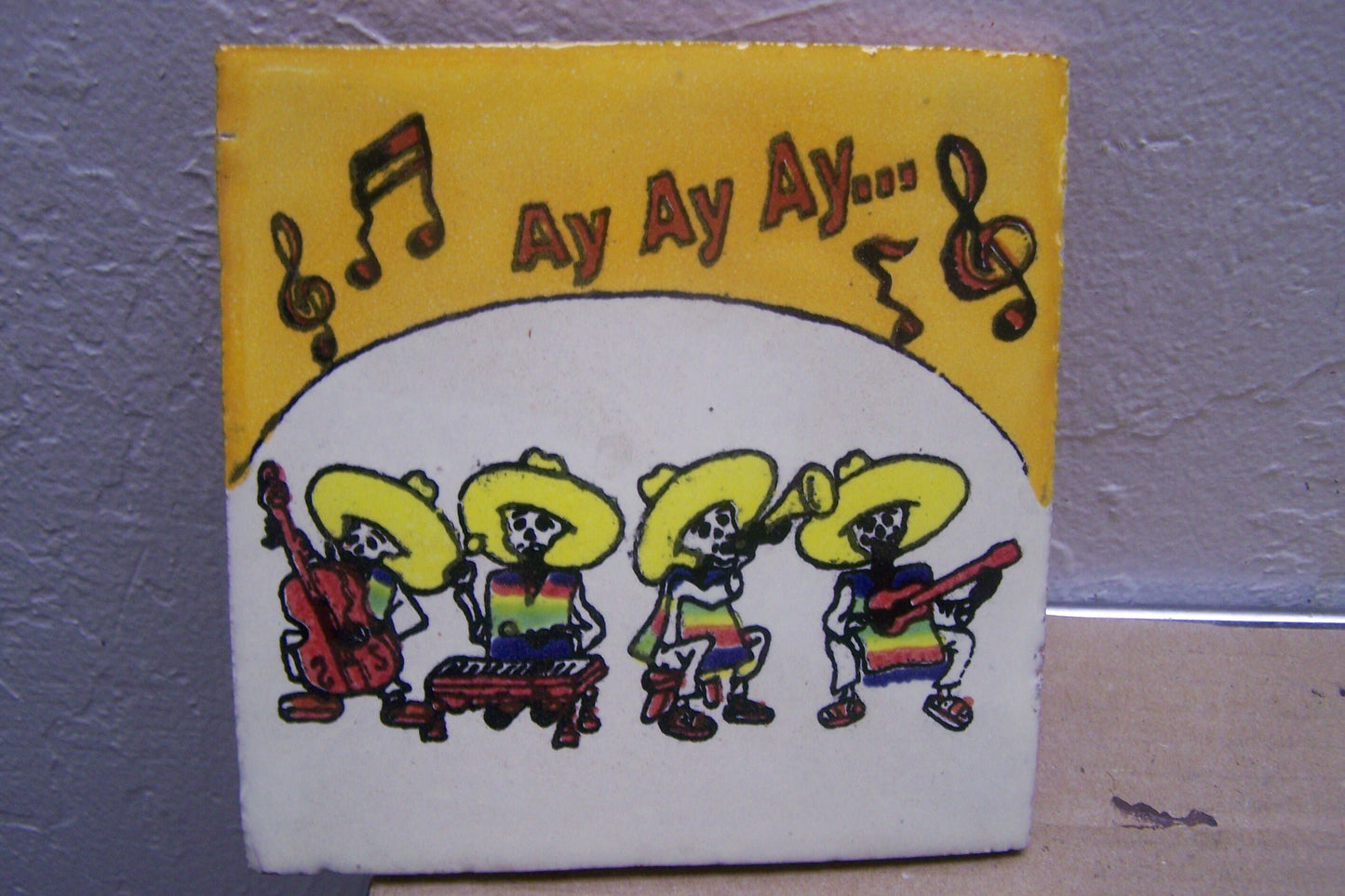 Day of the Dead Mexican Tile - Skeleton Mariachi Band