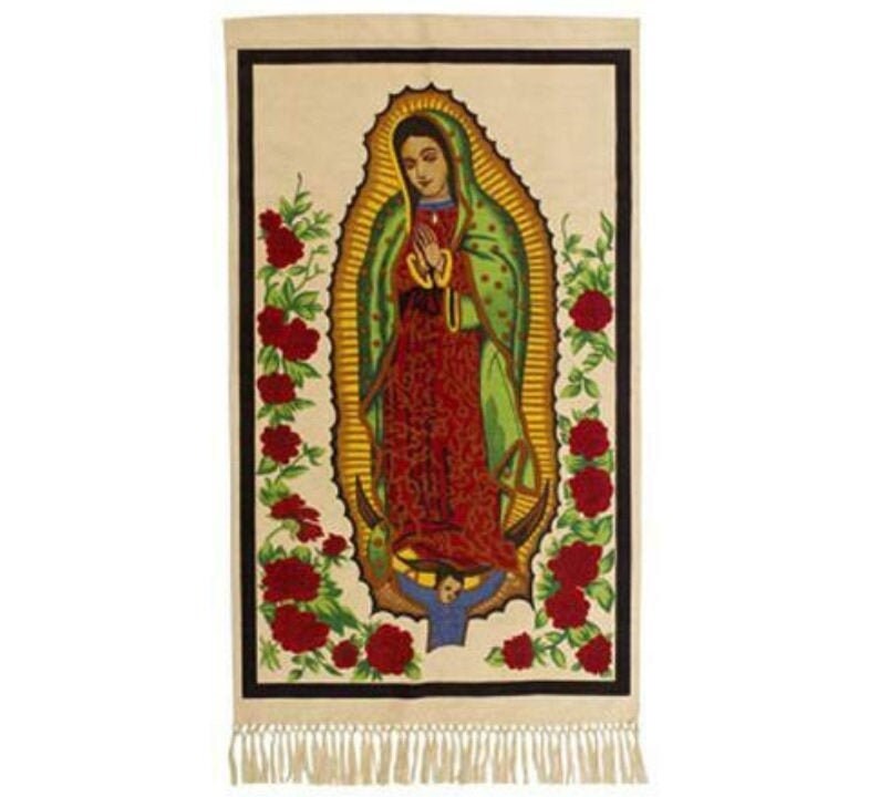 Large Virgin of Guadalupe Cotton Wall Hanging 30" by 48"