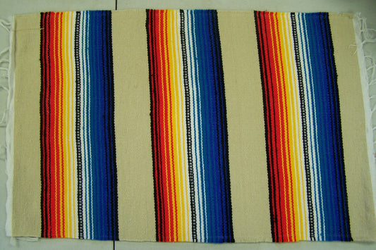 6 Serape/Sarape Placemats - Light Beige, Multicolored