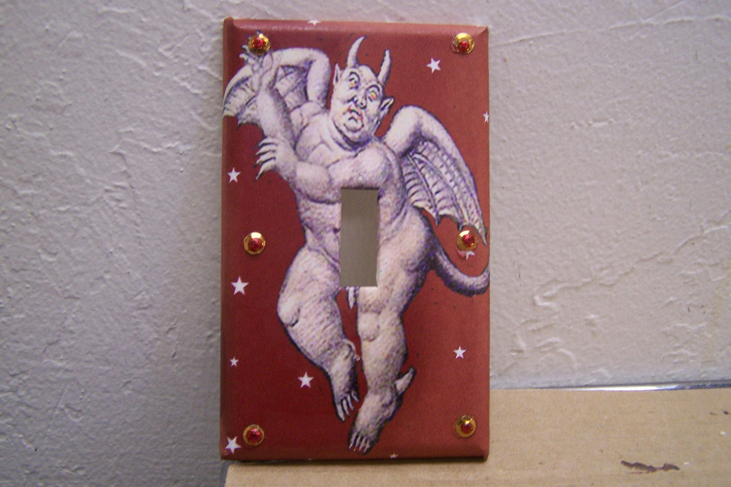 Switchplate - Botero Chubby Winged Devil with Sequins