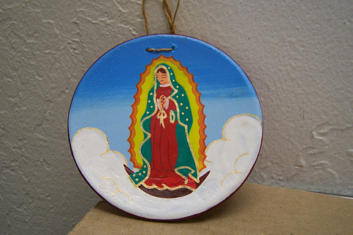 Painted Virgin of Guadalupe Painted Clay Plate Ornament