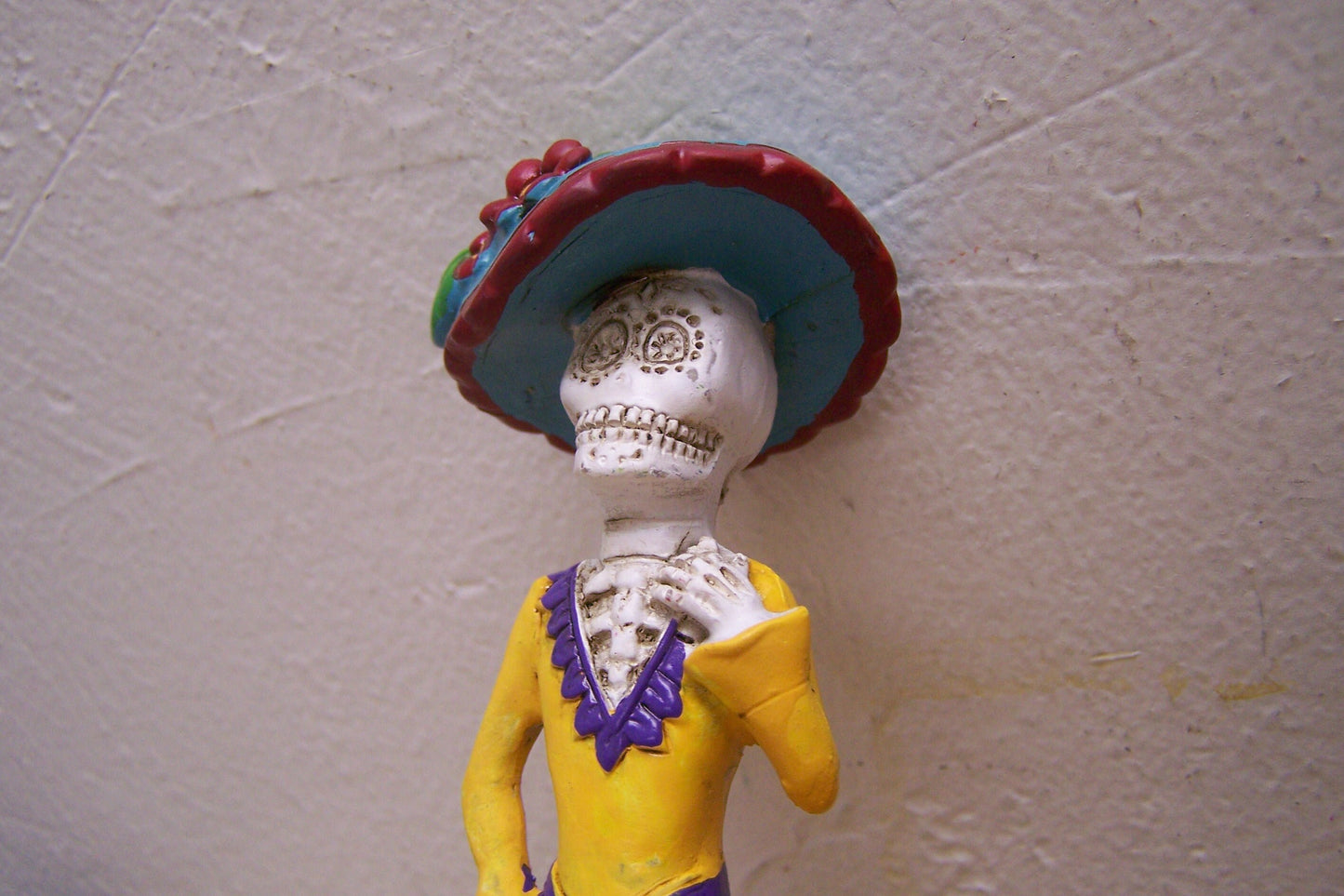 Day of the Dead Resin Catrina Sculpture - Yellow Dress