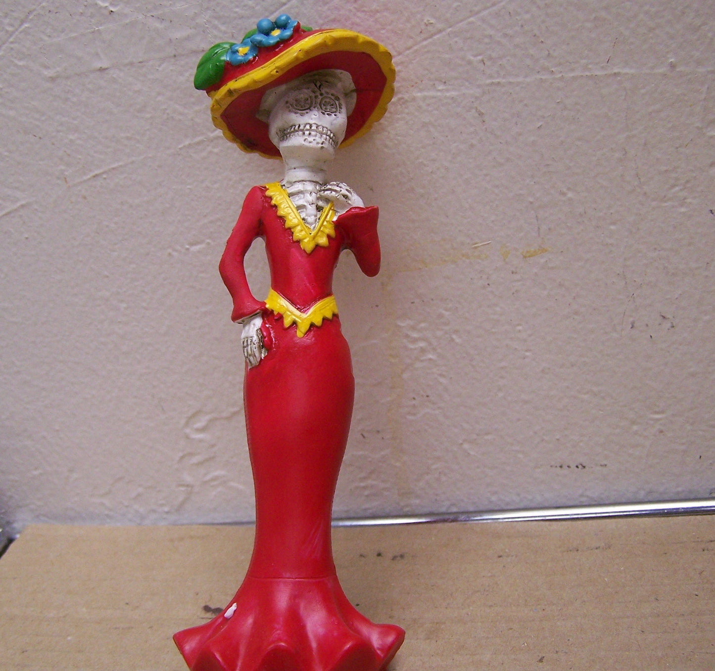 Day of the Dead Resin Catrina Sculpture - Red Dress