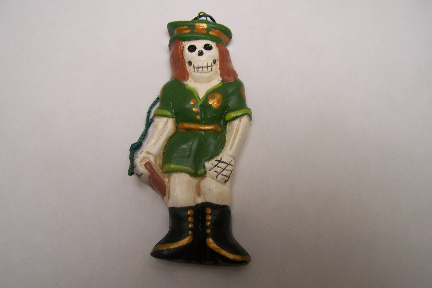 Day of the Dead Clay Painted Flat Skeleton Lady Cop Police Woman Ornament