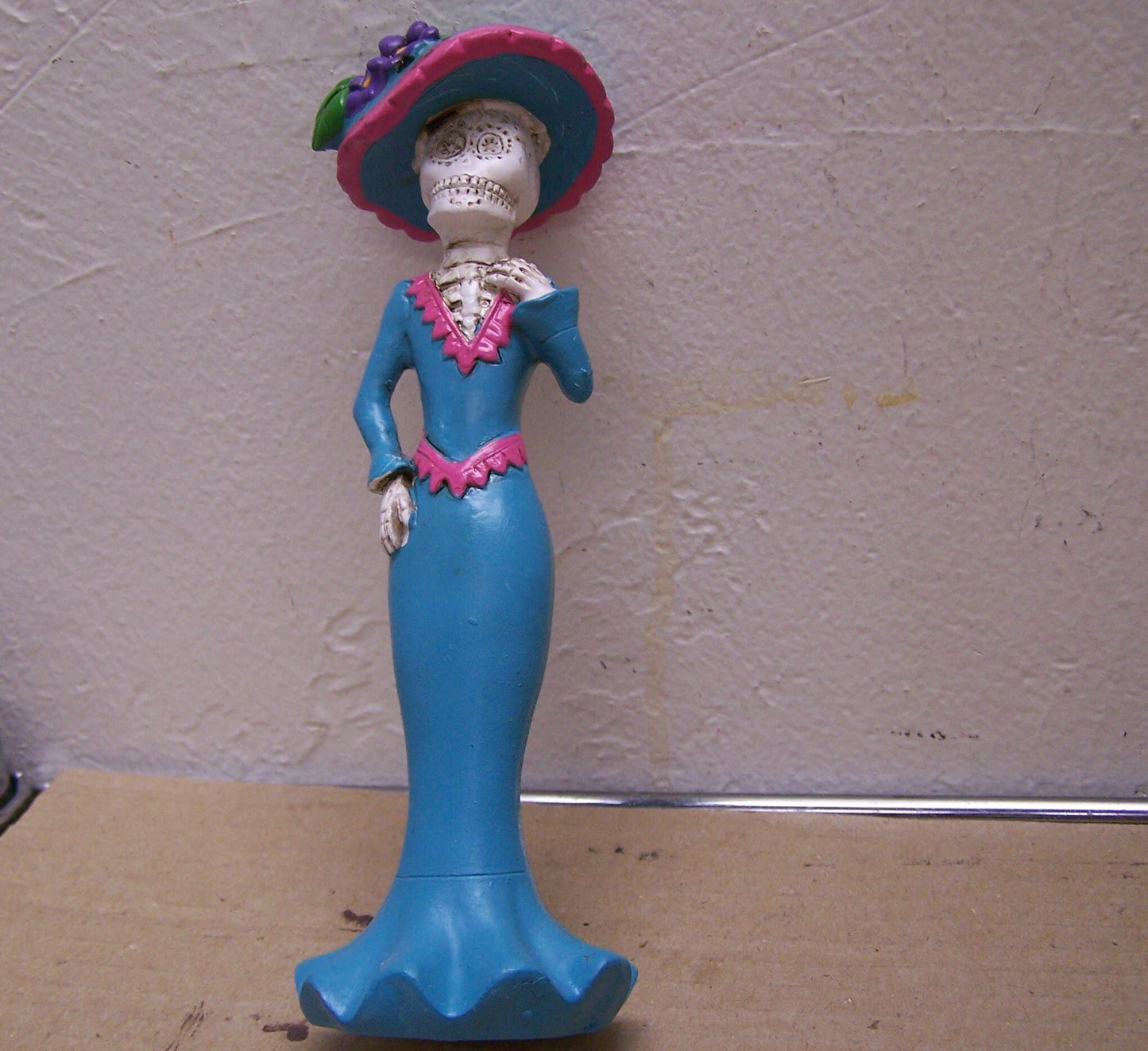 Day of the Dead Resin Catrina Sculpture - Turquoise Dress