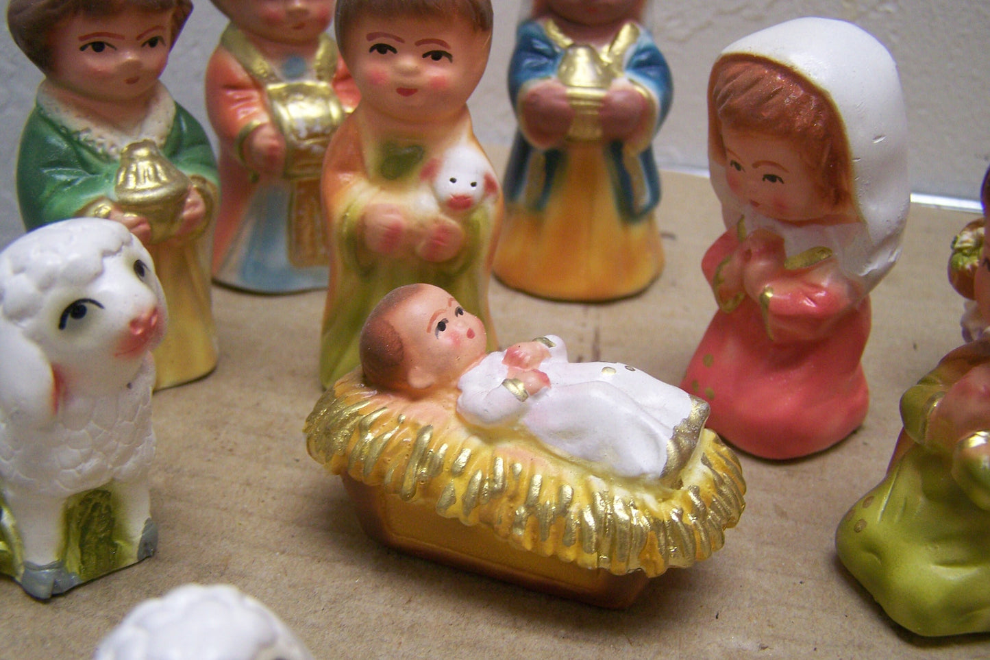 Tonala 13-Piece Hand Painted Plaster Traditional Nativity Set - Mexico