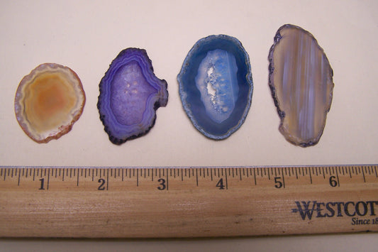 4 Different Sliced Geodes Rocks Gems