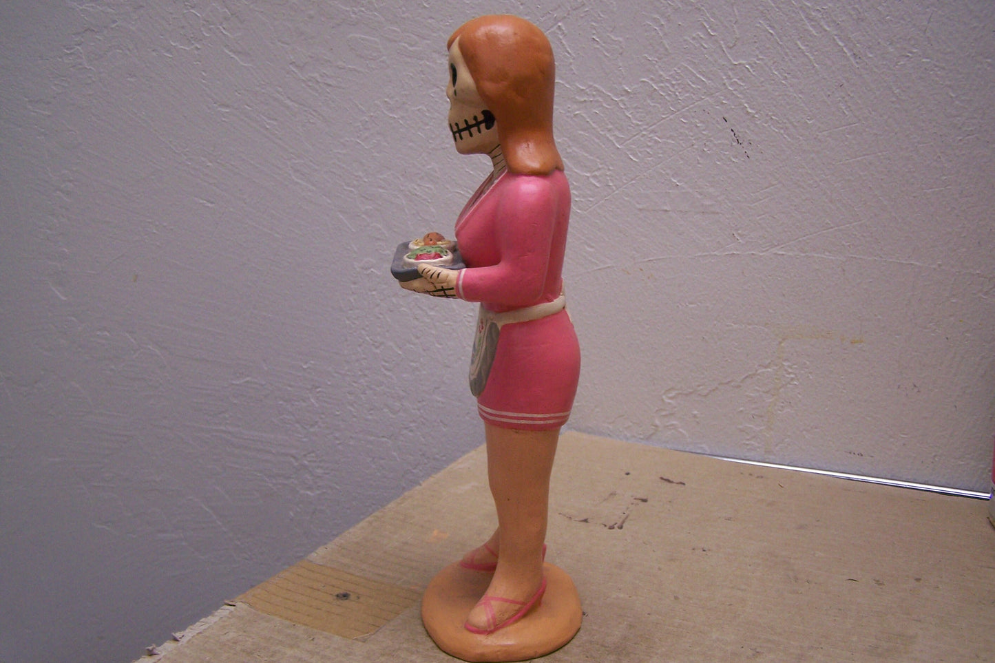 Day of the Dead Clay Skeleton Server Waitress Figurine