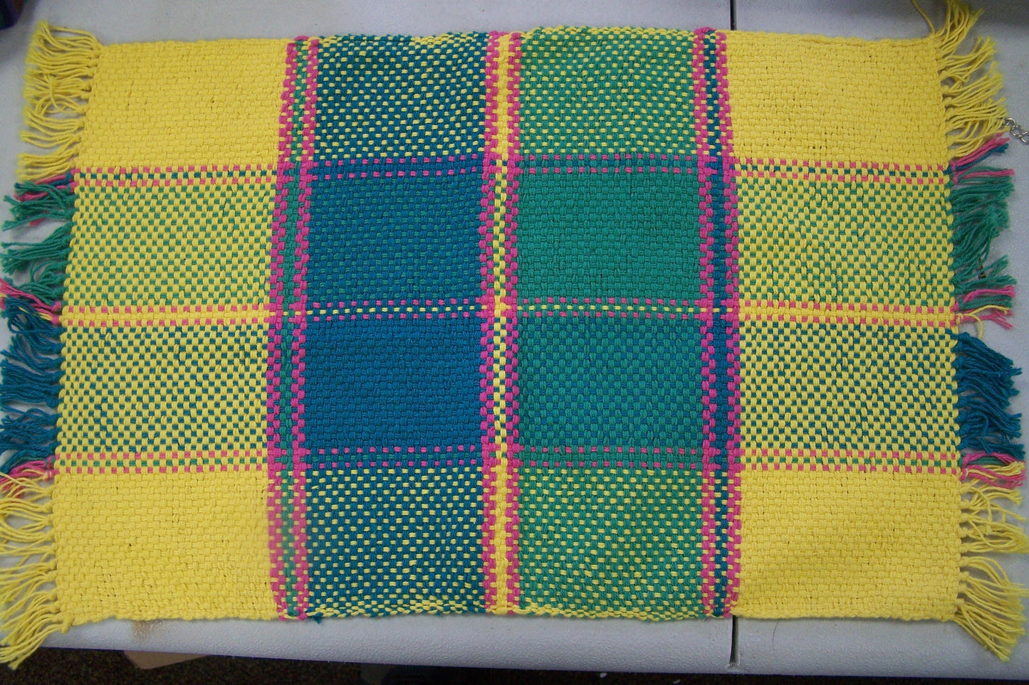 3 Cotton Handwoven Placemats - Yellow/Green