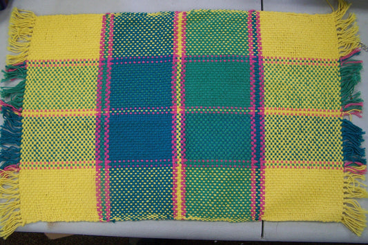 3 Cotton Handwoven Placemats - Yellow/Green